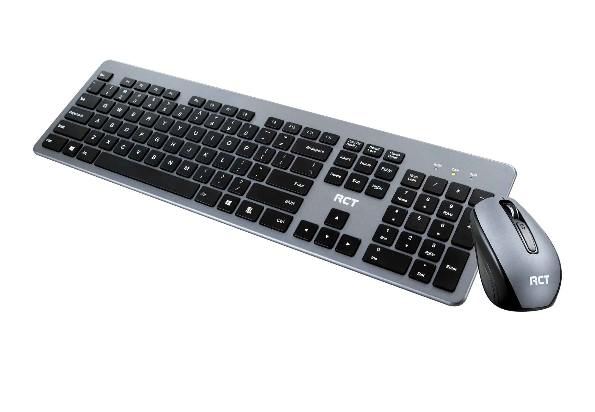 RCT Wireless Keyboard and Mouse Combo | 104-key Slimline Scissor Switch Keyboard | Wireless Optical Mouse; 1200DPI