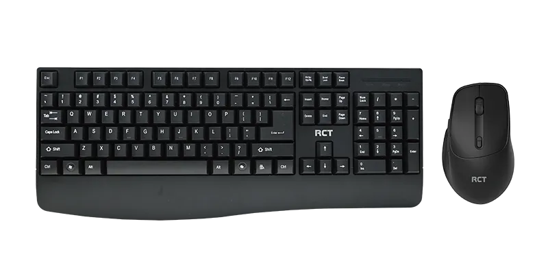 RCT Wireless Keyboard & Mouse Combo |104-Key Membrane Keyboard | AI Tool Key | Silent Optical Mouse; 1000-1600 DPI 