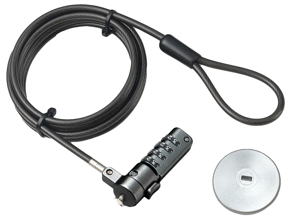 RCT 4 digit security lock; T-Bar/Kensington lock compatible plus adapter kit for devices with no slot; 1.5m